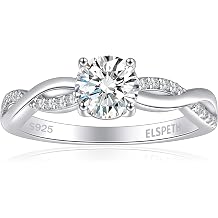 Elspeth 925 Sterling Silver Engagement Ring for Women Oval/Radiant/Pear/Princess/RoundCut Cubic Zirconia Promise Ring Size 4-10