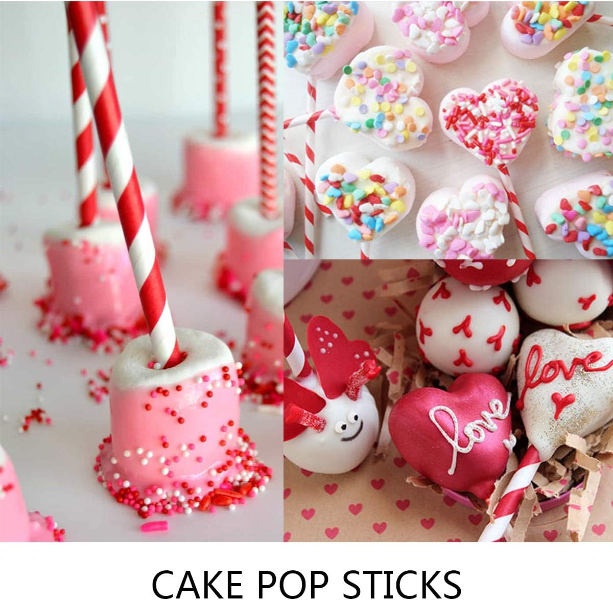 Weekly Top Sale Webake Paper Straws Biodegradable Bulk 200 Red Striped Drinking Straws, Great Alternative Disposable Straws to Plastic Straws Eco Friendly Straw for Valentine's Day Party, Cake Pop Sticks
