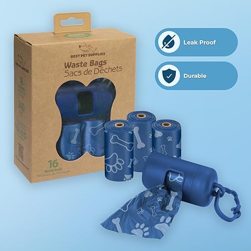 Vista 170 de Best Pet Supplies - Bolsas para limpieza de excremento de perro, rollo de repuesto, uso en exteriores, a prueba de fugas y desgarros, plástico