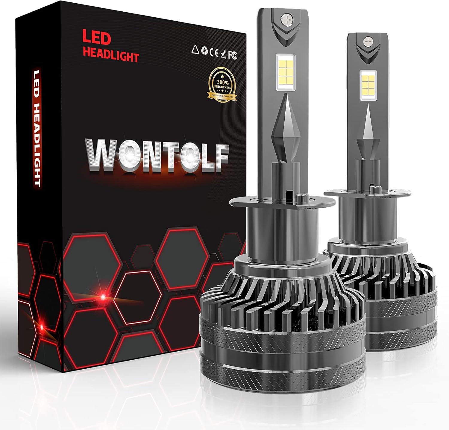 H1 Bulbs, Ultra Bright H1 Light Bilbs, Plug-N-Play Installation, 6500K Pure White, IP68 Waterproof, Pack of 2