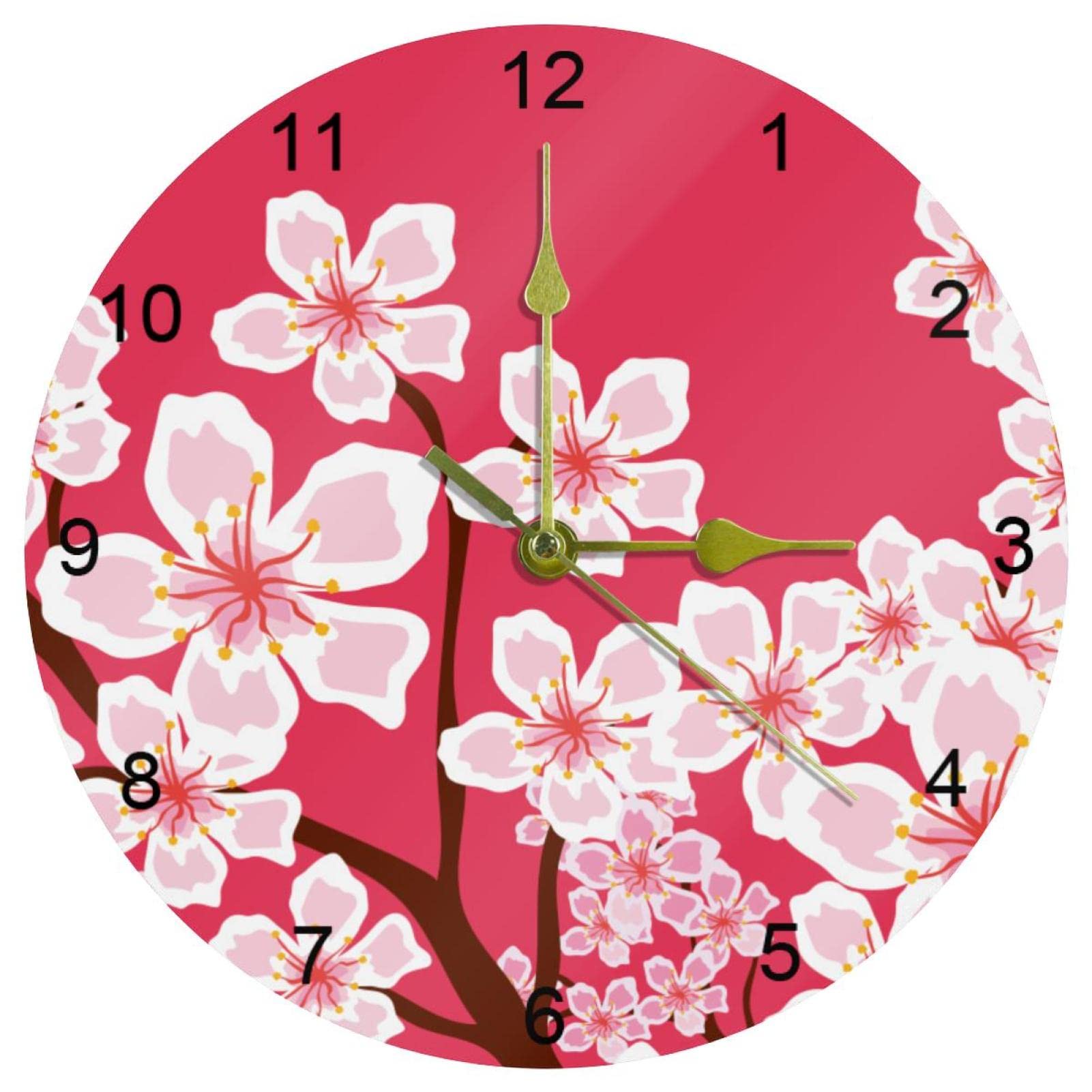 Horloge murale japonaise rose 25cm silencieuse pour cuisine et bureau