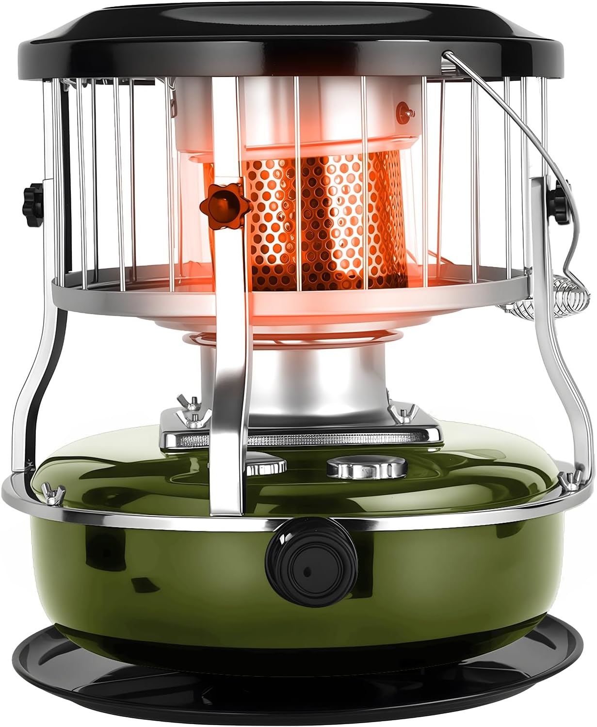 Portable Kerosene Heater for Indoor & Outdoor Use,9000 BTU Non-Electric Stove,16 to 21 Hours of Burning Time,Cordless Kerosene Space Heaters Radiant for Camping, Garage, Basement, Emergency Army Green