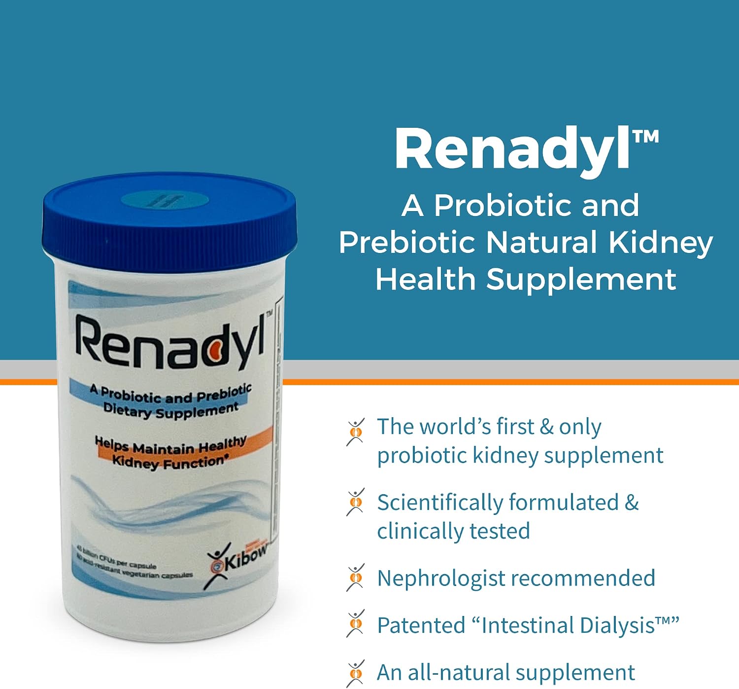 All-Natural Probiotic Supplement for Kidney Health, Kidney Support, Kidney Cleanse, Kidney Restore - Vegetarian, Non-GMO, Sugar-Free (1-Month Supply)