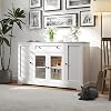 JOYSOURCE Kitchen Sideboard Buffet Cabinet with Storage 54 x 33 x 16 White Farmhouse Console with Drawers Modern Accent Buffet Cabinet with Glass Doors for Dining Room, Living Room