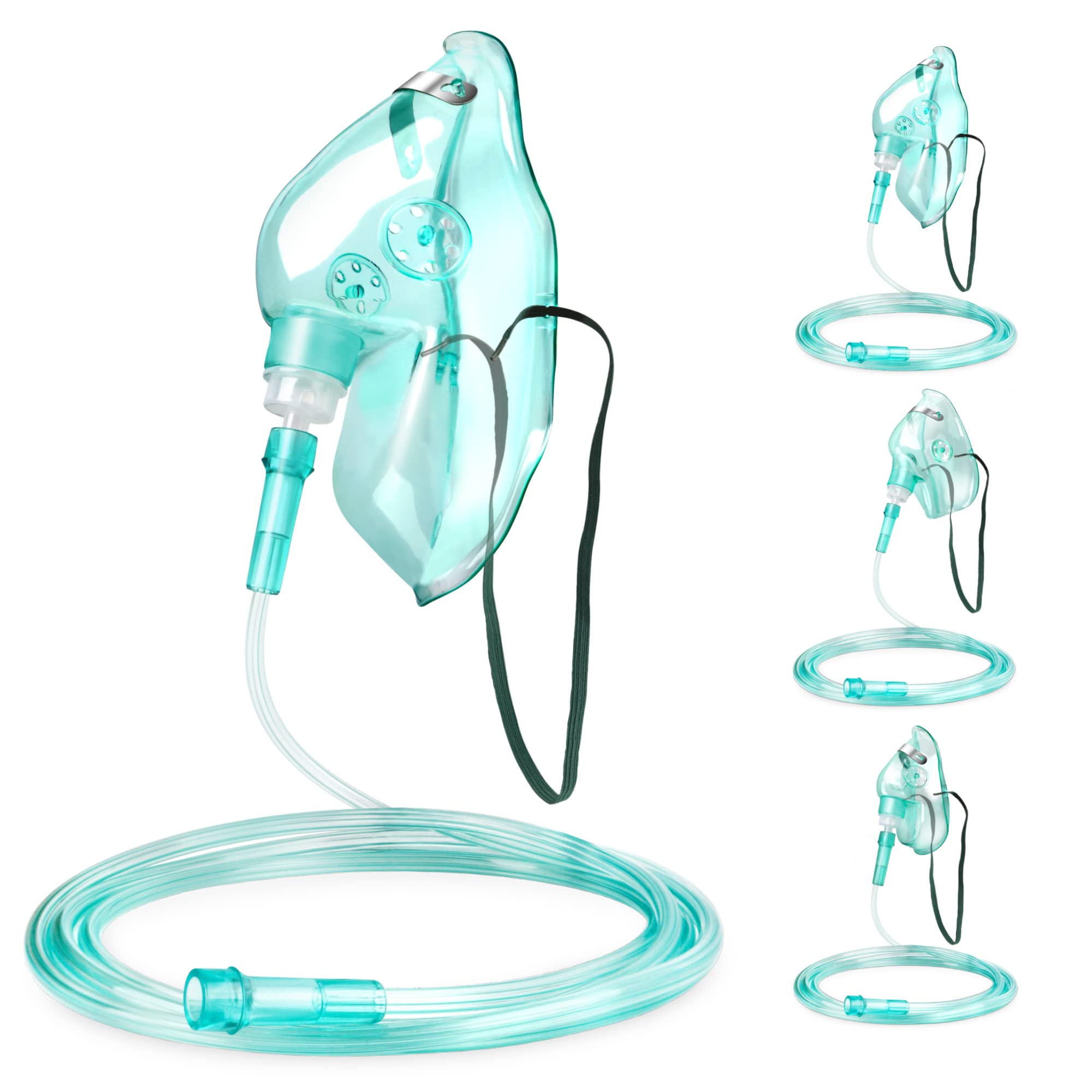 3 Packs Oxygen Mask with 6.6' Tubing and Adjustable Elastic Strap