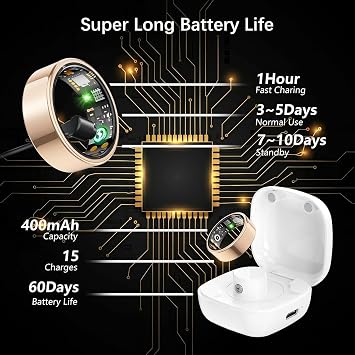 スマートリング レディース メンズ フィットネスリング 心拍数 血中酸素 ストレス 睡眠トラッカー ステップトラッカー フィットリング 登録料なし IP68 防水 スマートリング iPhone & Android用 ローズゴールド 8#