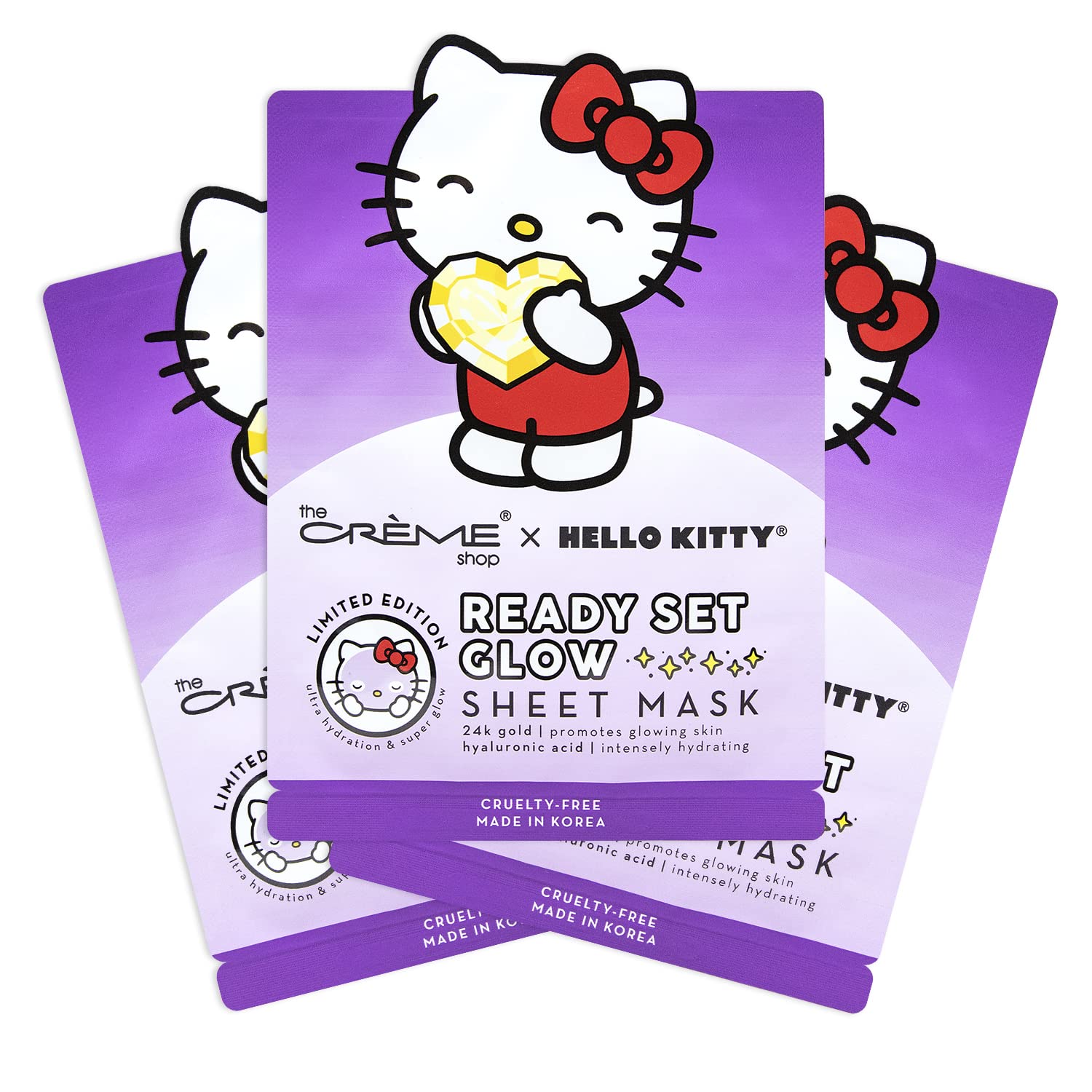 The Cr&egrave;me Shop | Hello Kitty Ready Set Glow Sheet Mask 3 Pack
