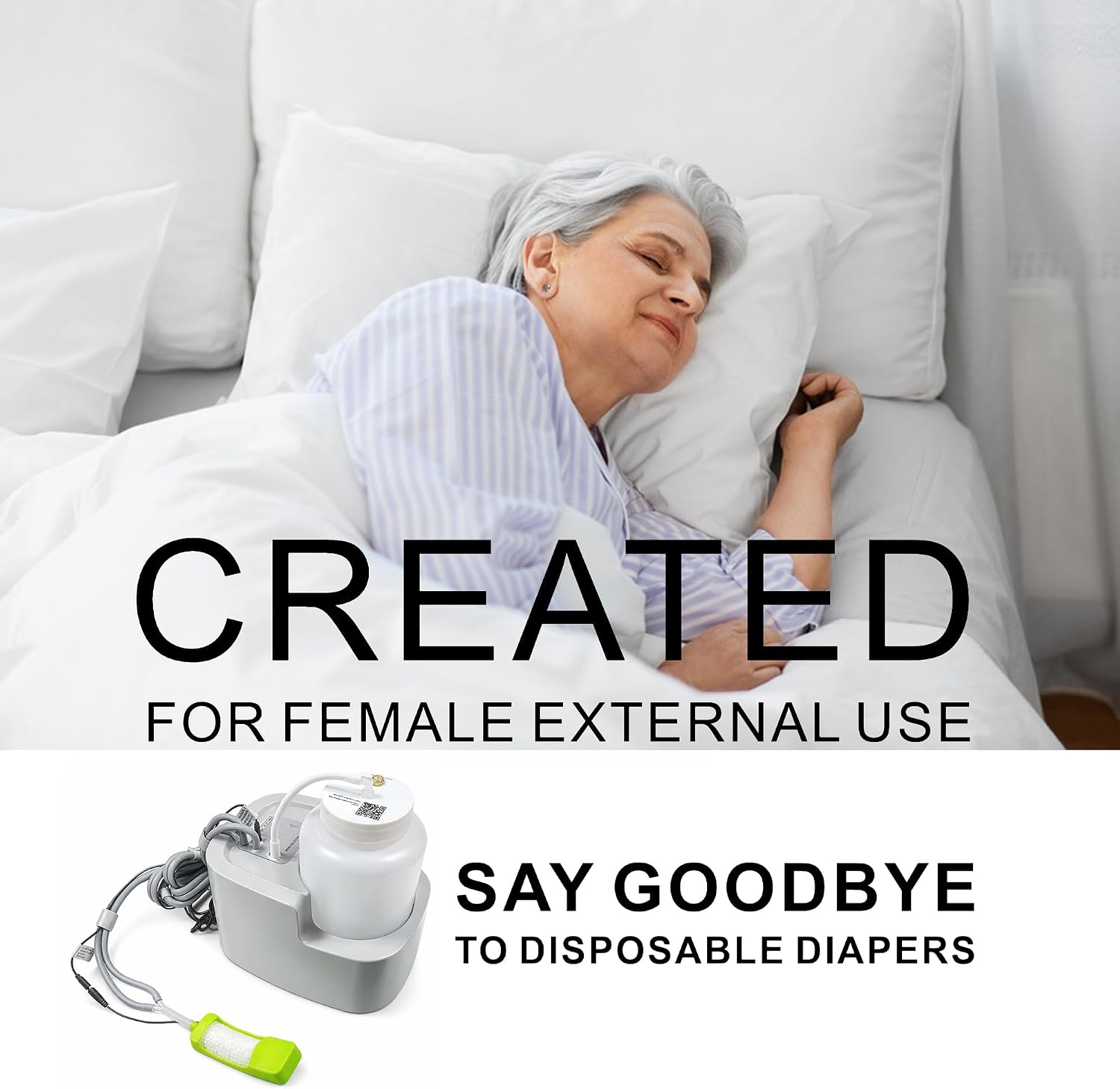 Urine Collection System with Female External Catheters-Package Comes with 2 Kind Wicks for Different Preferences