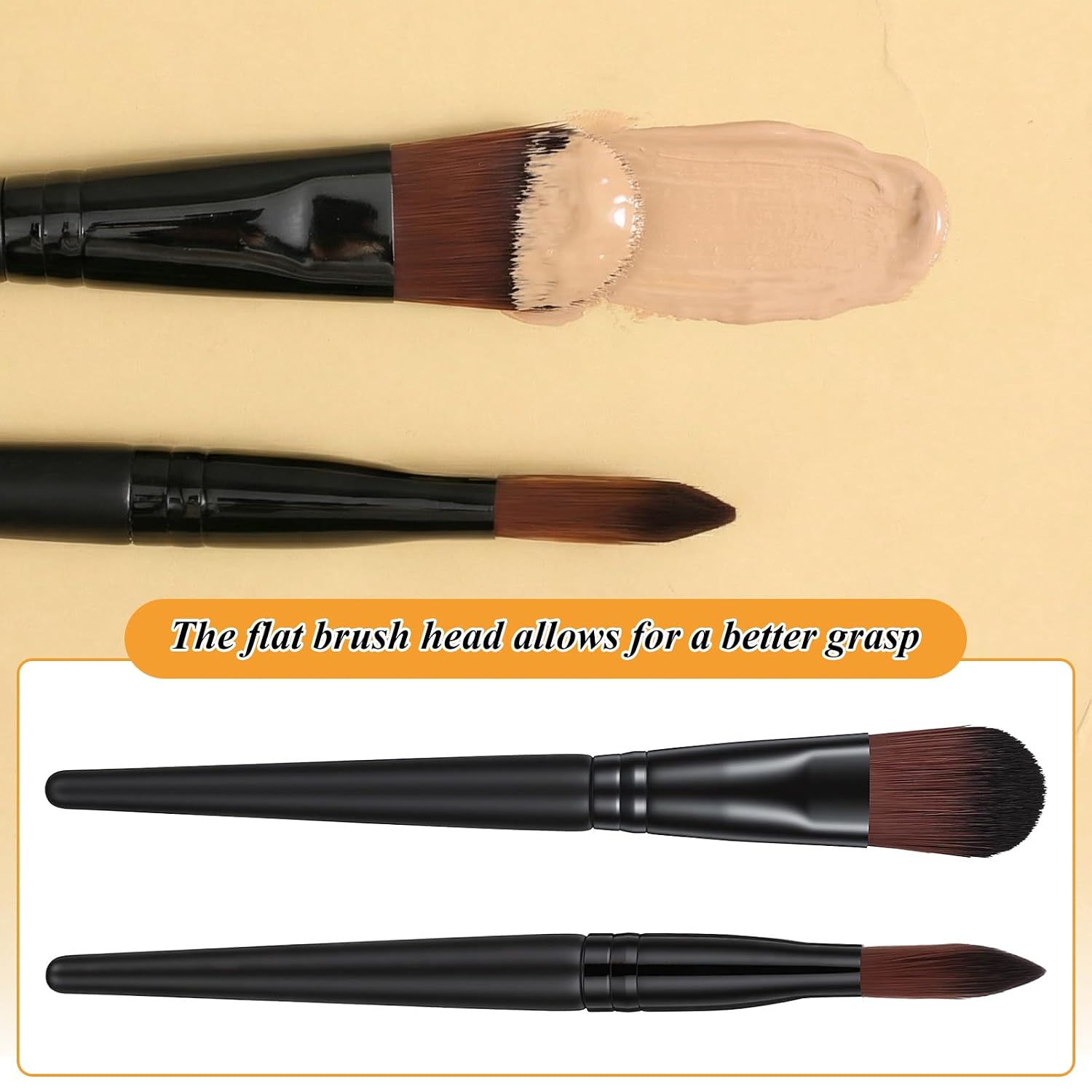 24 Pcs Flat Foundation Brushes Bulk, Makeup Brushes Flat Top Foundation Brushes Liquid/Cream/Powder, Eye Shadow Blending Contour Blush for Wedding Artist, Blending, Buffing, Black