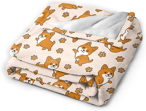 Miniatura 4 de Delerain Corgi Dogs - Manta de franela polar de 50 x 60 pulgadas para sala de estar, dormitorio, sofá y sofá, cálida y suave con estampado de patas