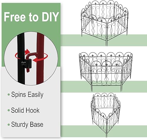 Miniatura 8 de AESOME Cercas decorativas de metal para exteriores paquete de 5 paneles negros de esgrima de jardín, borde de paisaje de 24 pulgadas de alto,