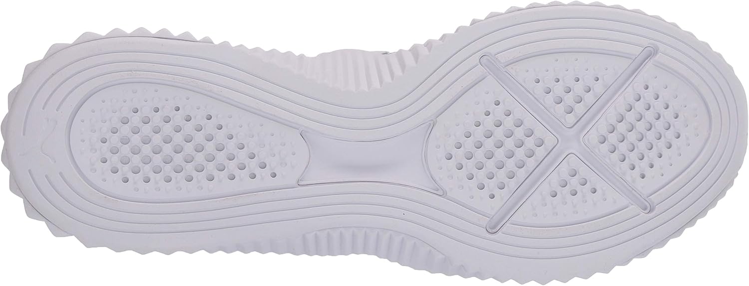 PUMA womens Defy Mid Cross Trainer, Puma White-puma Silver, 5.5 US
