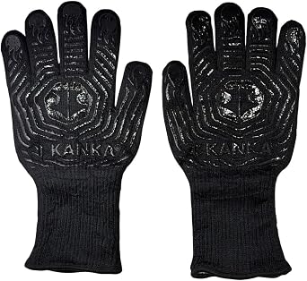 KANKA Heat Resistant Gloves 800C, Silicone Grip, BBQ