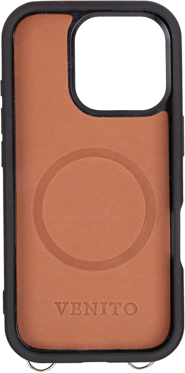 Venito Fermo Premium Leather Crossbody Phone Case with Detachable Strap and Wallet for iPhone 16 Pro Max | Secure Magnetic Closure, Stylish Hands-Free Design, RFID, Luxury Case, 6.9" Antique Brown