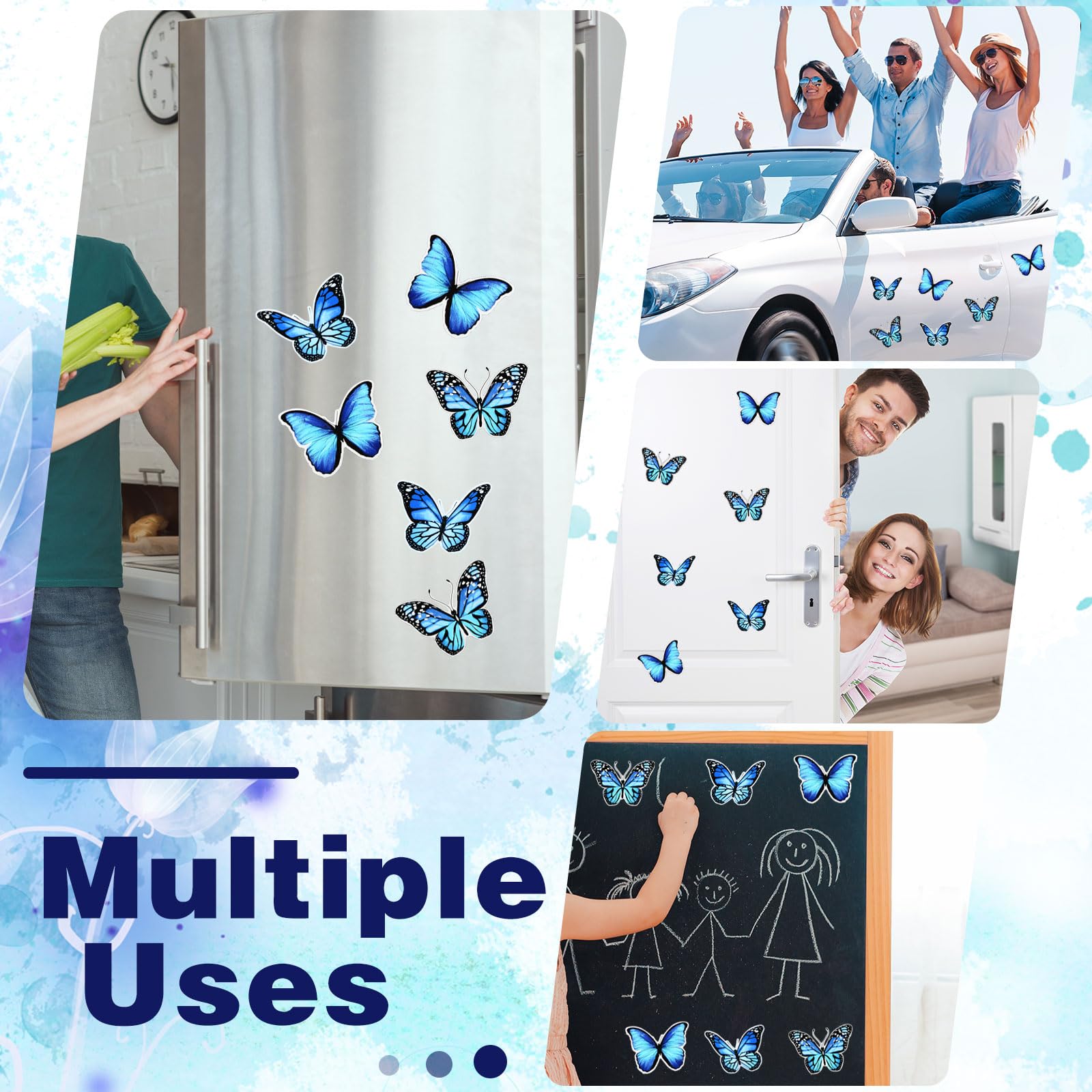 MWOOT Lot de 12 aimants décoratifs pour porte moustiquaire double face avec papillon, libellule, colibri, abeille, protection de porte pour animaux domestiques (6 styles