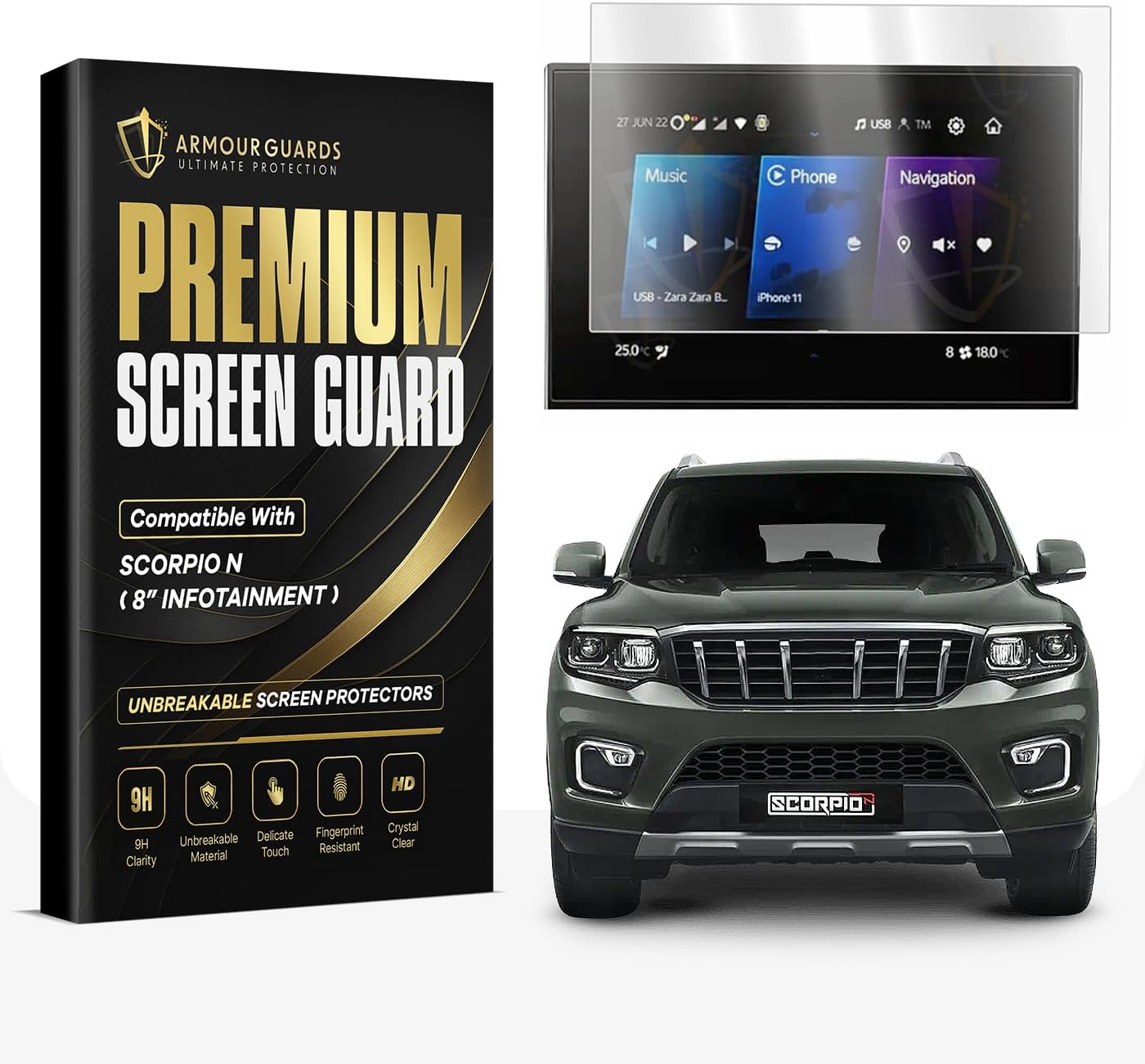 Screen Protector for Mahindra Scorpio N 2022- Running [NZ6, NZ8, NZ8L] Infotainment Navigation Music System Guard Accessories [Not Tempered Glass] 2025