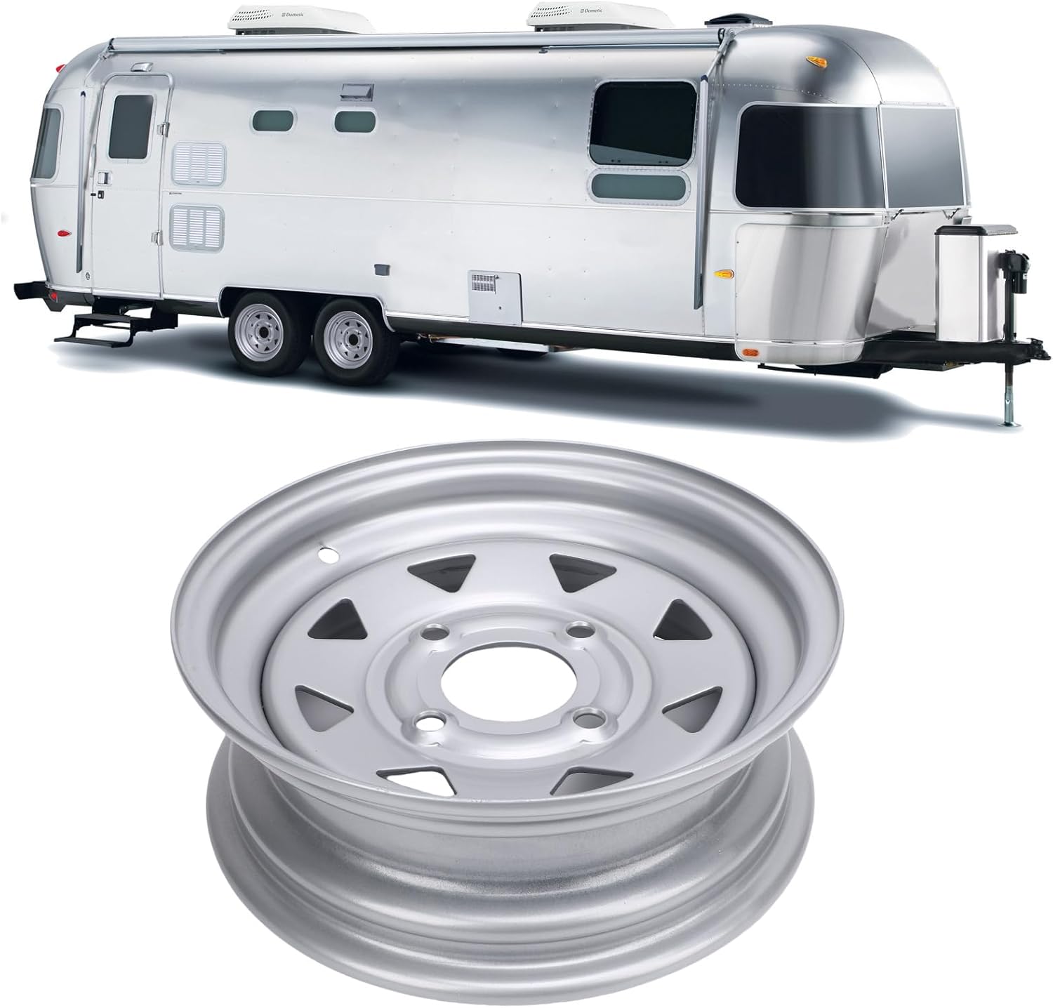 Trailer Wheel Rim 12 Inch Silver Color 12x4 4-114.3 Trailer Wheel Rim Replacement for Cargo Boat