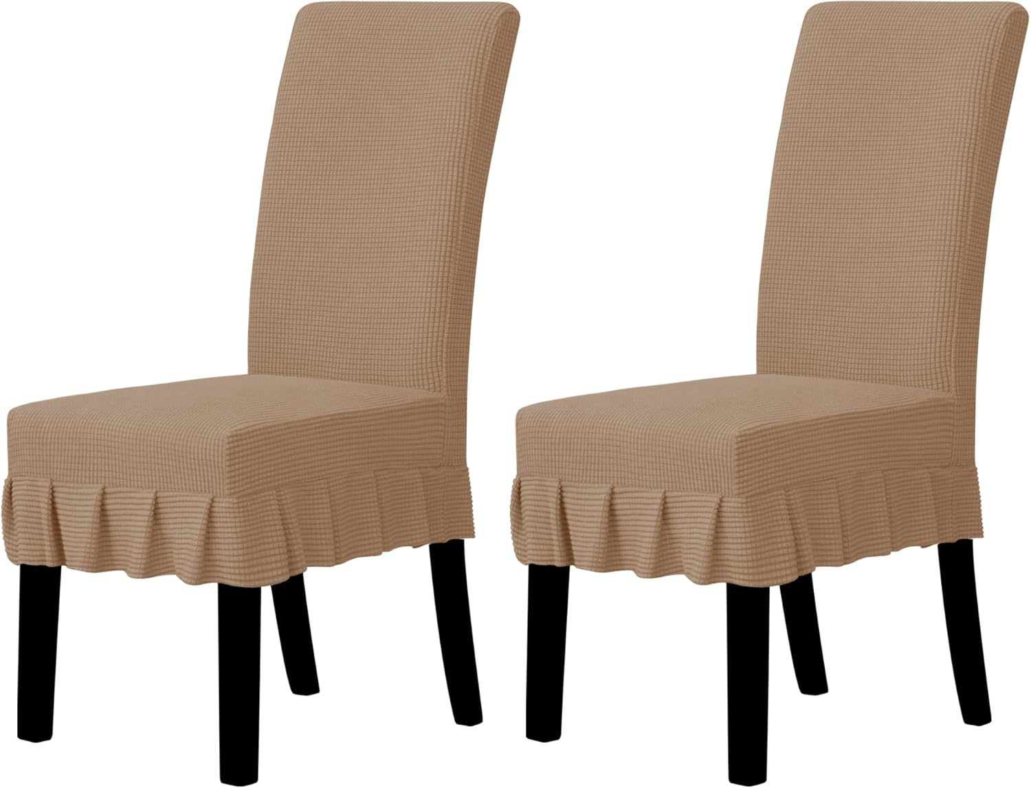 Easy-Going Dining Chair Covers Stretch Parsons Chair Slipcover with Skirt Chair Covers for Dining Room Restaurant Banquet (4 PCS, Cream)
