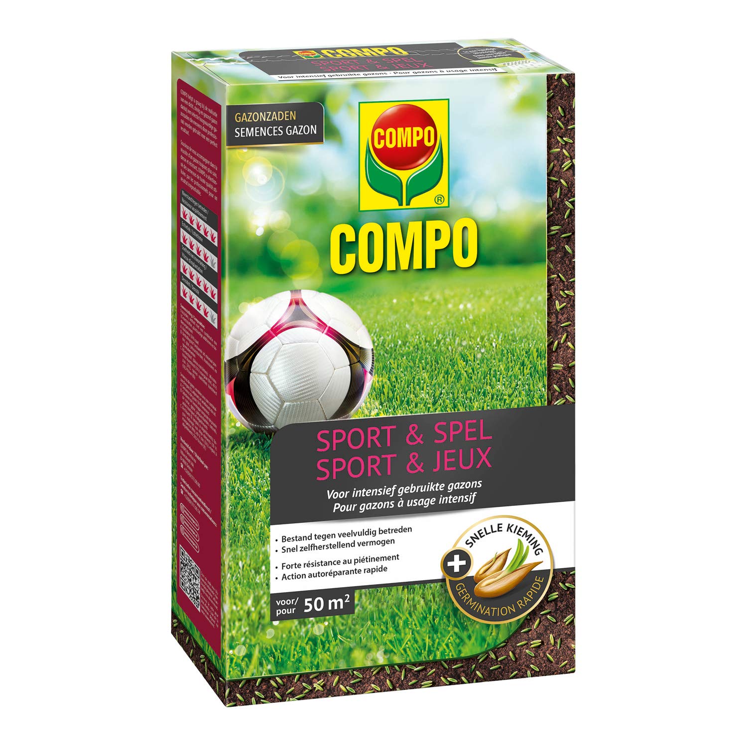 Compo Rasensamen fr Sport- und Spielflchen | Widerstandsfhig bei  intensiver Nutzung | Rasensamen 1kg fr 50 m : Amazon.de: Garten