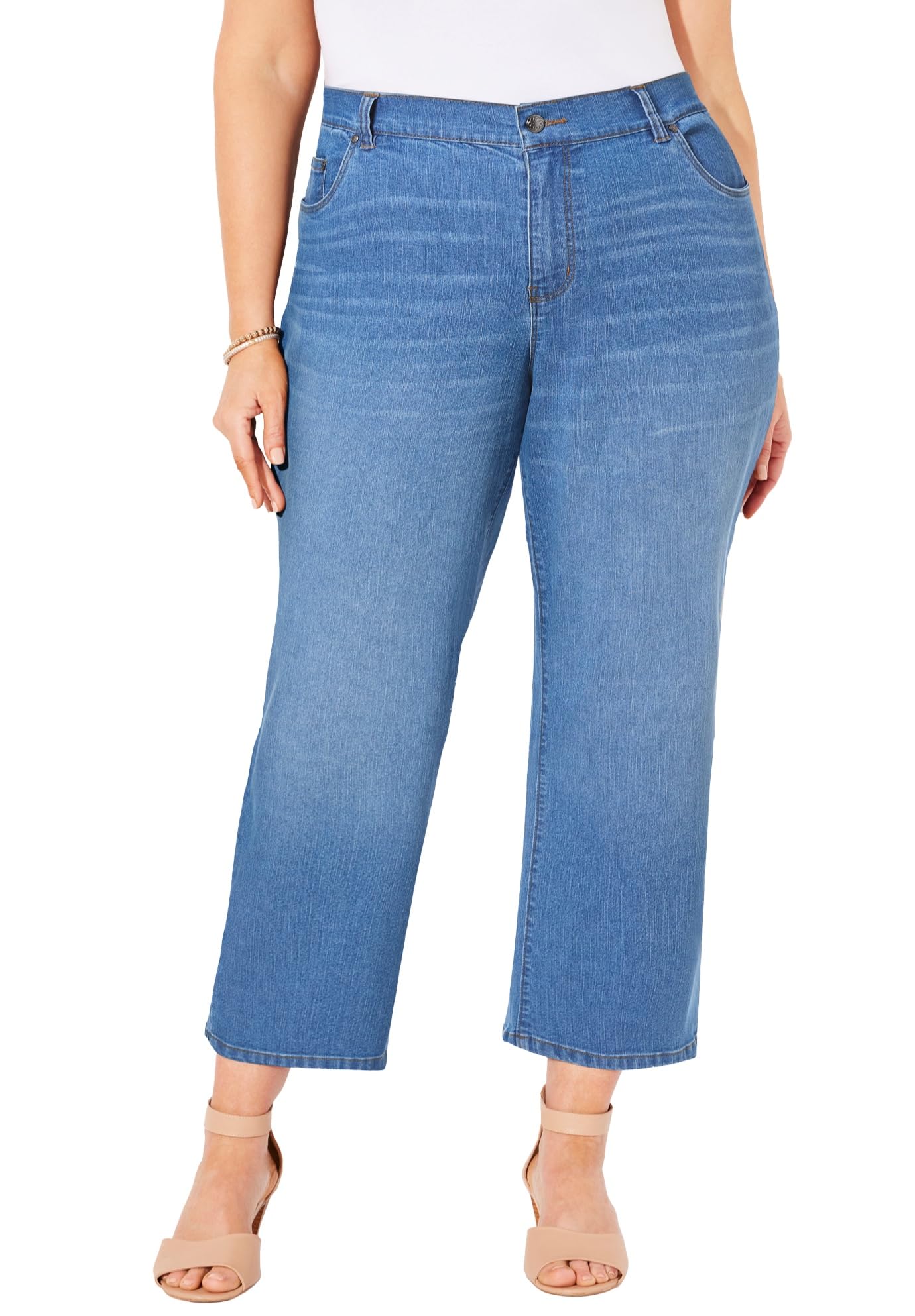 Catherines Women's Plus Size Right Fit Curvy Crop Jean