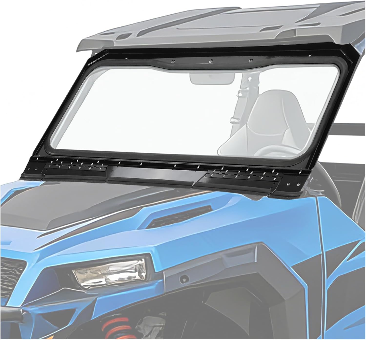 HECASA Front Folding Glass Windshield Compatible with 2016-2022 POLARIS GENERAL 1000/4 1000/XP 4 1000/XP 1000 Clear Powder Coated Windscreen