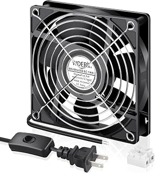 Küçük 120mm x 25mm EC 4 İnç Fırçasız Eksenel Fan, AC Fişli 110v 120v 220v 240v DIY Mini Kutu için Çift Bilyalı, Elektronik Kabin Egzozu, Bitki Büyümesi için Soğutma Havalandırması