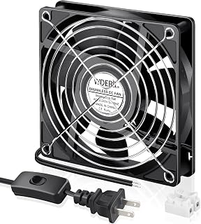 Small 120mm x 25mm EC 4 Inch Brushless Cooling Fan with AC Plug 110V 120V 220V 240V Ball Bearing for DIY Mini Box, Electronics Cabinet Exhaust, Plant Growth Ventilation