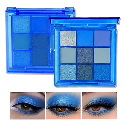 Miniatura 8 de MAEPEOR Paleta de sombra de ojos ahumada negra y gris, 9 colores, tonos fríos, mate, paleta de sombra de ojos con purpurina duradera, impermeable,