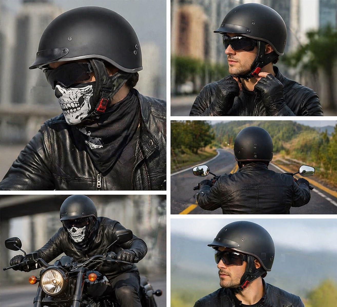 Caschi Cromwell Vintage Casco Aperto For Moto Retrò - Mezzo Casco Omologato ECE DOT Con Visiera Resistente Ai Raggi UV, Vestibilità Regolabile, Design Aerodinamico