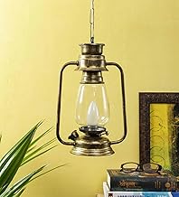 DarkVision Vintage Lantern Pendant Light with E27 Holder Rustic Hanging Ceiling Lamp, Antique Finish, Clear Glass Shade Farmhouse Industrial Style Lighting for Kitchen, Dining Room (Without Bulb)