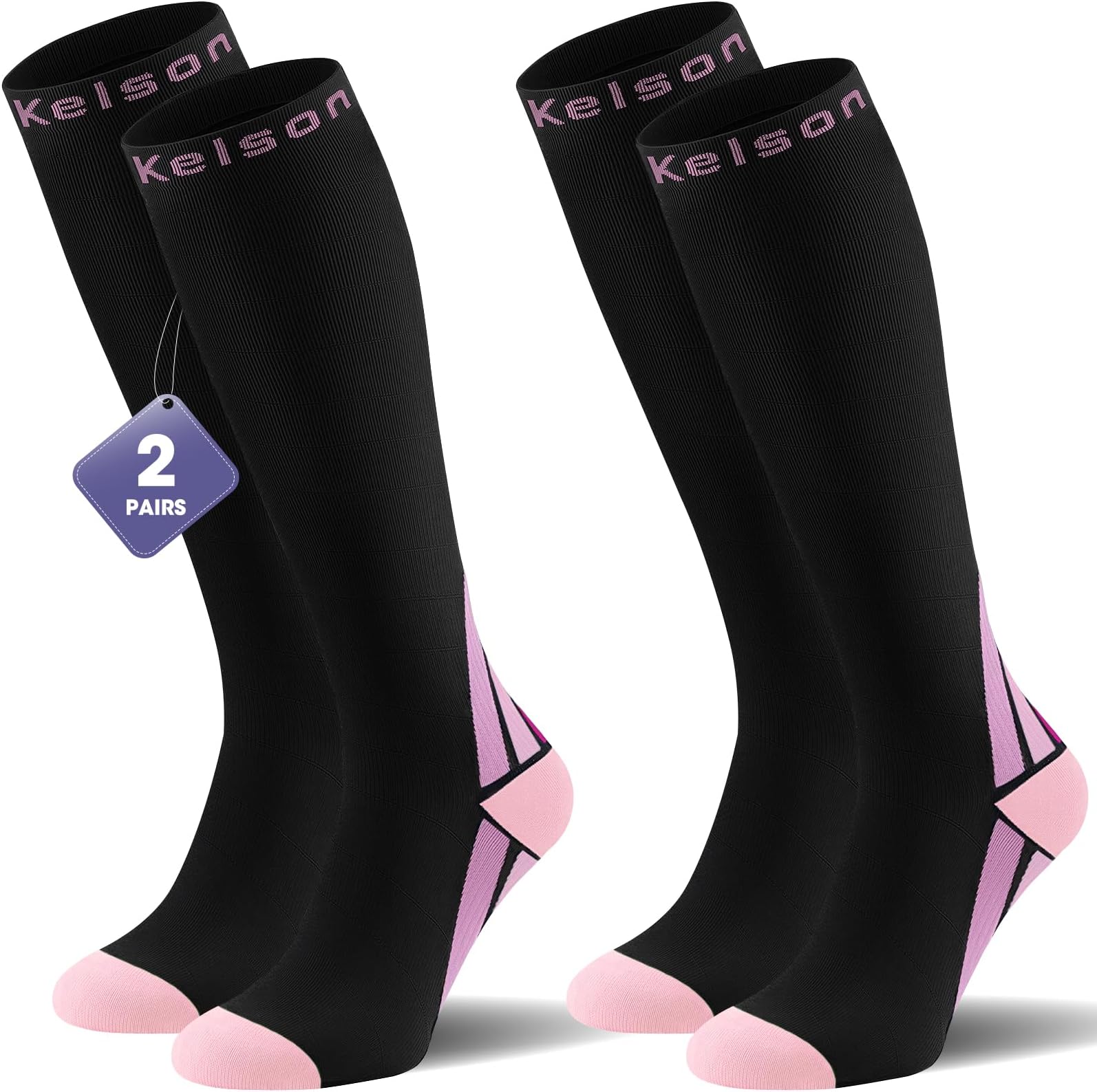(2 Pairs) Compression Socks/Stockings for Men & Women,Speed Up Recovery Best Graduated Athletic Fit for Travel, Running, Nurses,Shin Splints, Flight & Maternity Pregnancy. Boost Stamina, Circulation