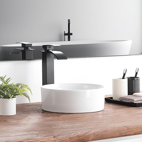 Vista 2 de Small Bathroom Vessel Sink 12"x12" Round Bathroom Sink White Ceramic Bathroom Sinks Modern Above Counter Art Basin