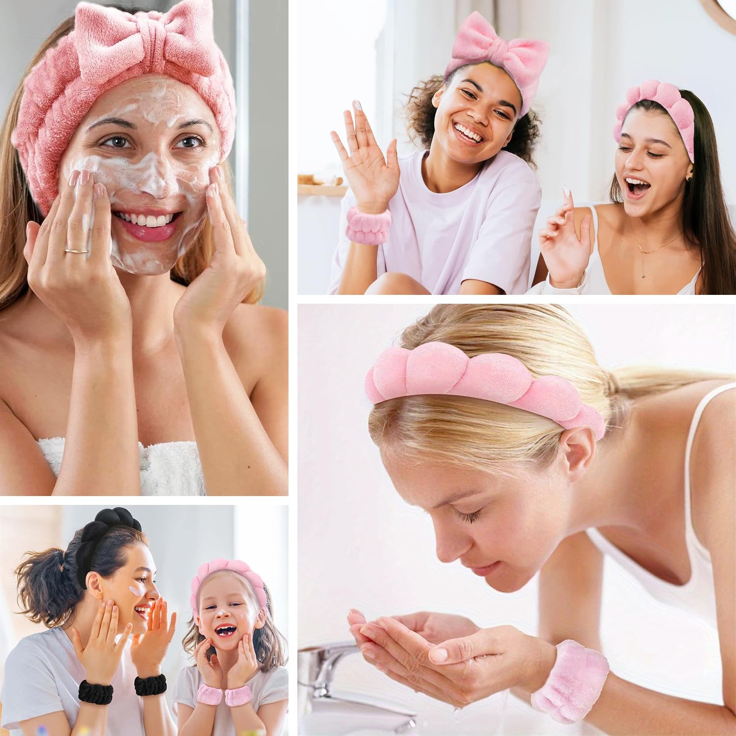Spove 7pcs Skincare Headband Set, Spa headband and wristband for women Hair Scrunchies, Makeup Wristbands, Hairpin - Image 4