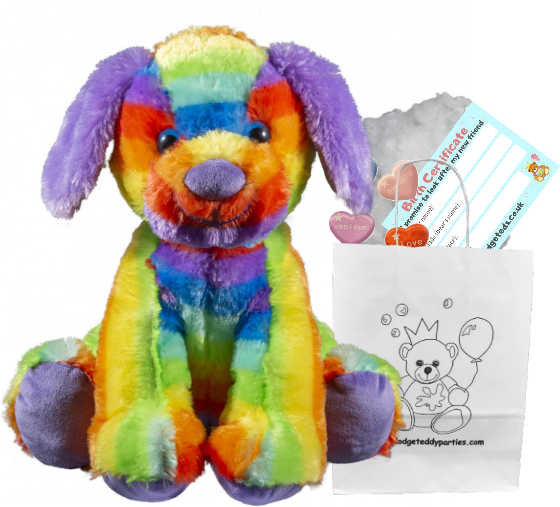 Rainbow Dog - Soft Plush Toy - Build your own Teddy Bear Kit