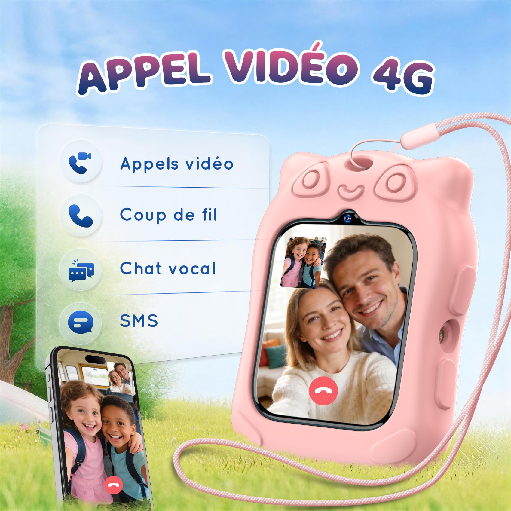 Blackview Montre Connectée Enfant, Écran Tactile Couleur HD 1,75", GPS, Appel d'urgence SOS, Appel vidéo 4G HD, Appel téléphonique, Chat Vocal,réveil,Torche LED,Jeu de Puzzle, pour Enfants