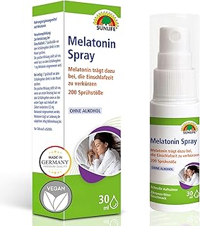 SUNLIFE Melatonin-Spray hochdosiert - 1 x 30 ml - Natürliches Einschlafspray mit 1mg Melatonin pro 2 Sprühstöße - Ideal für Jetlag & zum Einschlafen - Schlafspray mit 200 Sprühstößen
