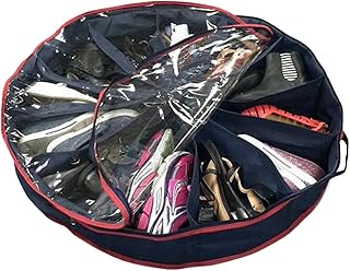Footwear Travel Pouch – Portable Shoe Organizer Bag, Round Compartment Closet Separator, Clear Lid Design With Dustproof Closure | Compact Fashion Accessory Storage For Bedroom Journeyy Airport Use
