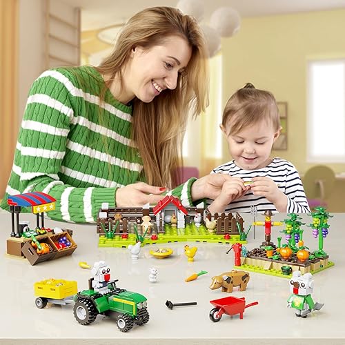 Miniatura 5 de Juguete de construcción Farm World, juguete de construcción de gallinero, compatible con Lego City Farm bloques de construcción, con camión,