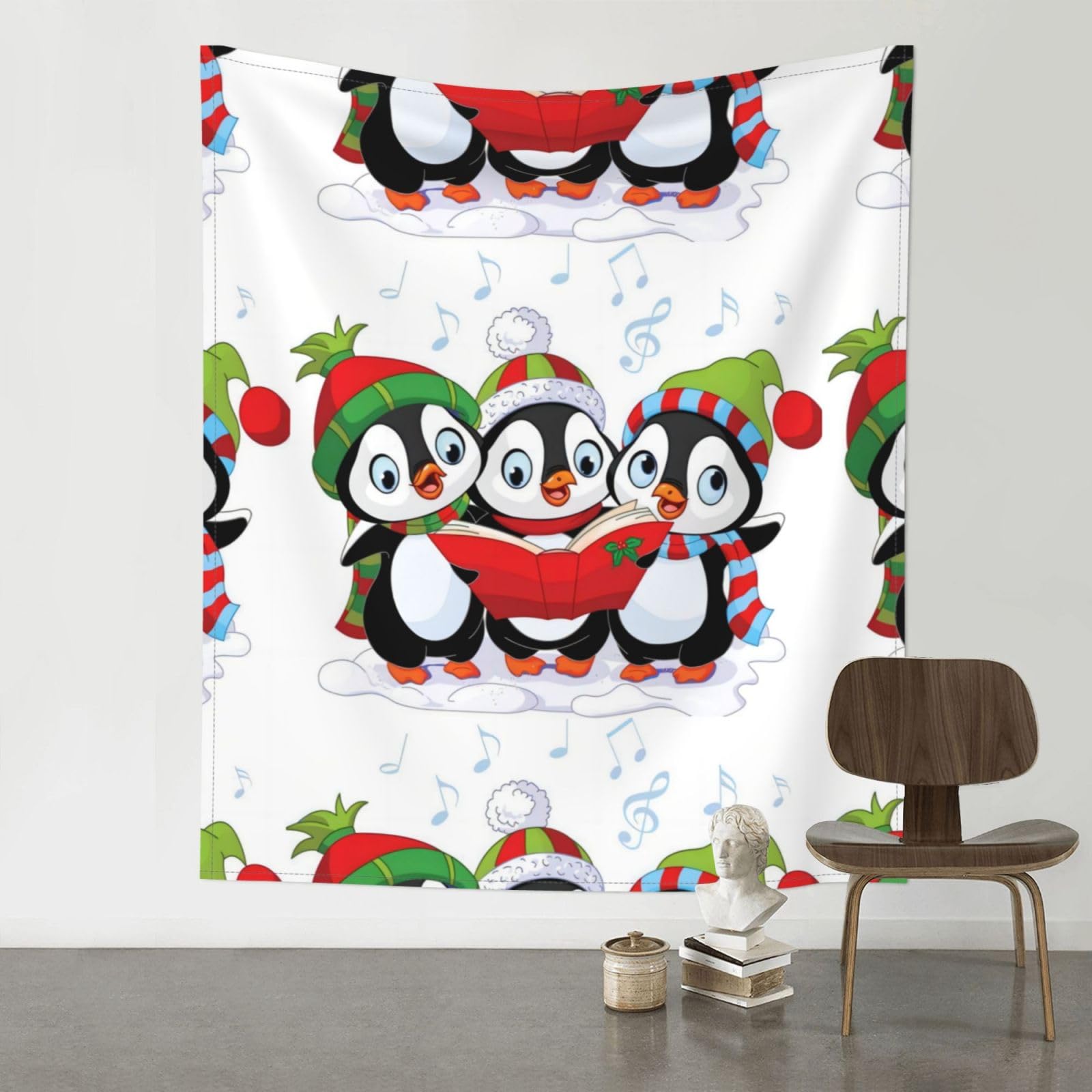 YYHWHJDE Christmas Penguin Prints 60x51in Wall Tapestry – Boho Decor Throw Blanket for Bedroom, Dorm, Beach Cover, Picnic & More