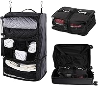 Vista 17 de TABITORA Estantes colgantes portátiles de viaje, organizador de armario, organizador de equipaje y almacenamiento con compartimento invisible