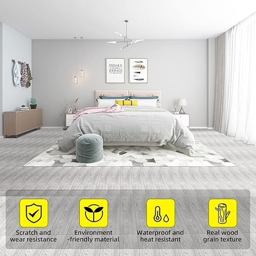 Miniatura 3 de Moleney Azulejos de vinilo para despegar y pegar, 6 x 36 pulgadas, 24 piezas, 36 pies cuadrados, tablones de grano de madera autoadhesivos