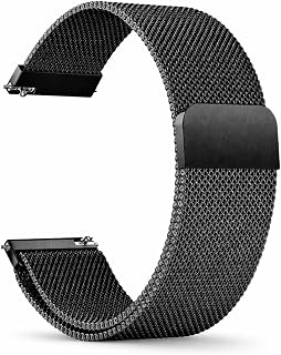 Stainless Steel Milanese Mesh Watch Strap, 22mm, Black, Magnetic Lock, Adjustable, compatible with Smartwatches Price In India
