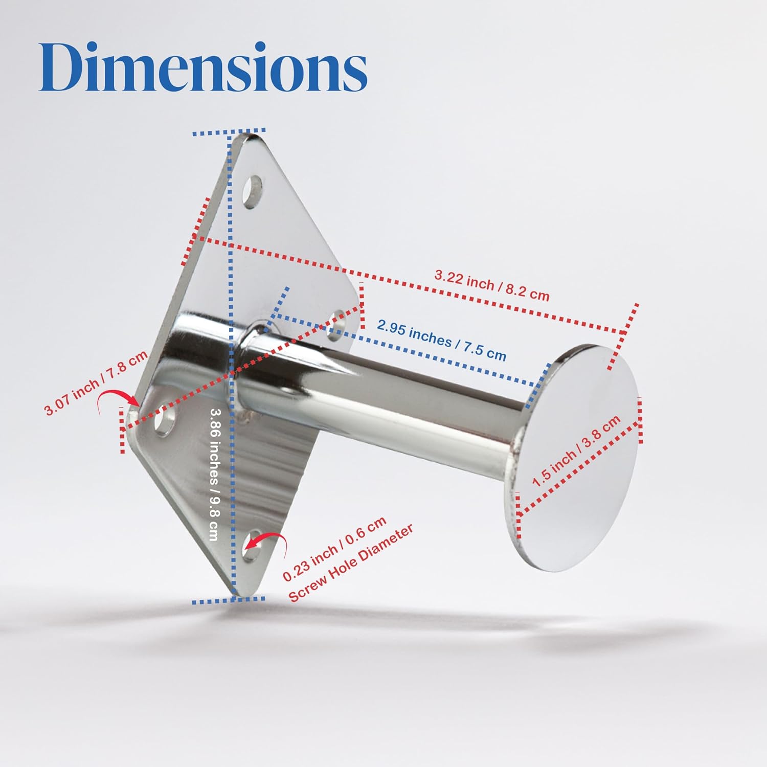 STORE FIXTURES DIRECT Wall Mount Dressing Room Hook with Round Disc End, 3" Deep, Chrome, 5 Pack