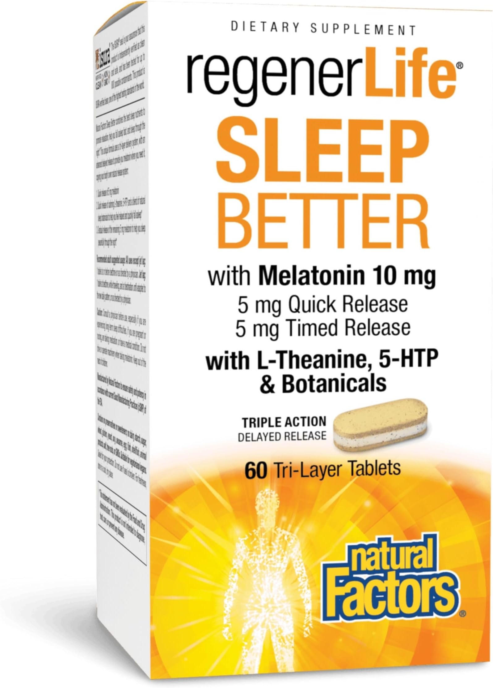RegenerLife Sleep Better - Sleep Support Supplement with Quick & Timed Melatonin Release & Botanical Blend - Non-Habit Forming & Drug-Free - 60 Tablets (60 Servings)