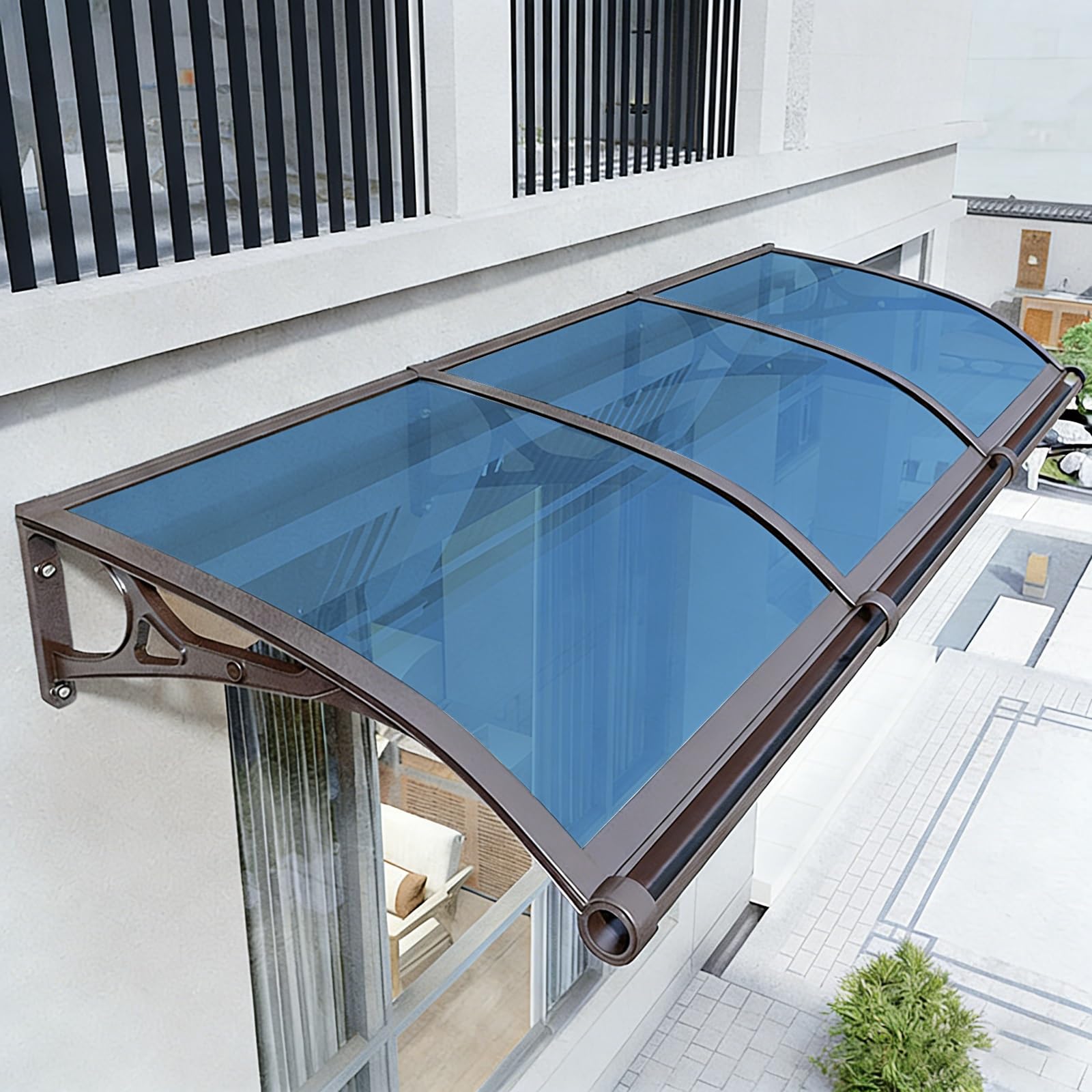 GJMSSMY Exterior Door Canopy, Reinforced Aluminum Awning for Doors & Windows, Weatherproof, Snow & Sun Protection, Perfect for Entryway, Balcony & Terrace (Blue, 80x230cm/31x91)