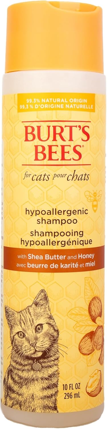 Burt’s Bees for Pets Hypoallergenic Cat Shampoo with Shea Butter and Honey, Gentle Kitten Shampoo for Indoor Cats with Dry or Sensitive Skin, Cat Bathing Supplies, 10 Fl Oz - 6 Pack