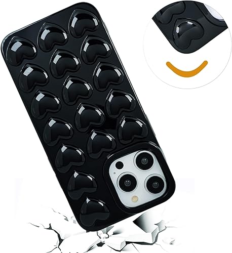 Miniatura 9 de Funda para iPhone 15 Pro para mujer, funda de gel Kawaii con diseño de corazón de burbujas 3D, diseño femenino lindo para iPhone15 Pro de 6.1