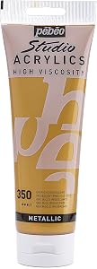 Pebeo Studio Acrylics 250-Milliliter Acrylic Paint, Iridescent Rich Gold