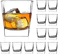 Vista 8 de QAPPDA Vasos transparentes – Vaso de cóctel antiguo de 7 onzas, vidrio de base pesada para bourbon, jugo, bebidas y vasos de chupito, paquete de 12