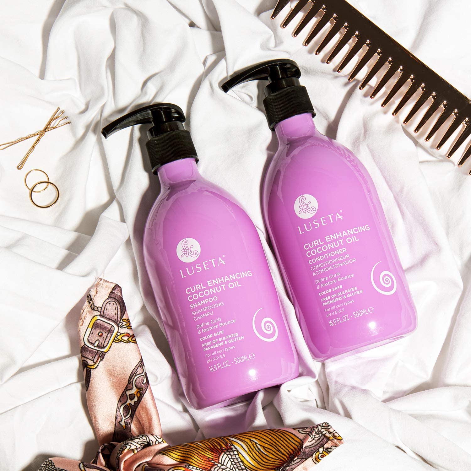 Luseta Curly Hair Shampoo and Conditioner Set and Biotin Hair Oil for Hair Growth